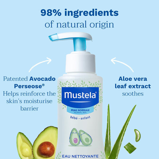 Mustela No Rinse Cleansing Water - Gentle Micellar Water for Baby's Delicate Skin - 98% Natural Ingredients - 300ml