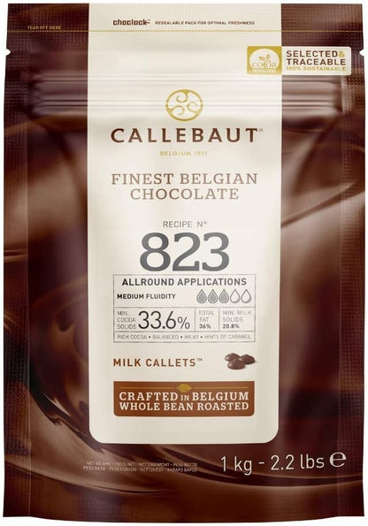 Callebaut 823 Finest Belgian Milk Chocolate Couverture Callets 33.6% Cocoa 1kg