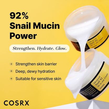 COSRX Advanced Snail 92 All in One Cream Korean Snail Mucin Face Cream & Gel Moisturiser