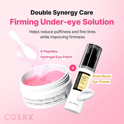 COSRX Pink Peptide Collagen Hydrogel Eye Patches Wrinkle Patches for Puffy Eyes, Dark Circles, Eye