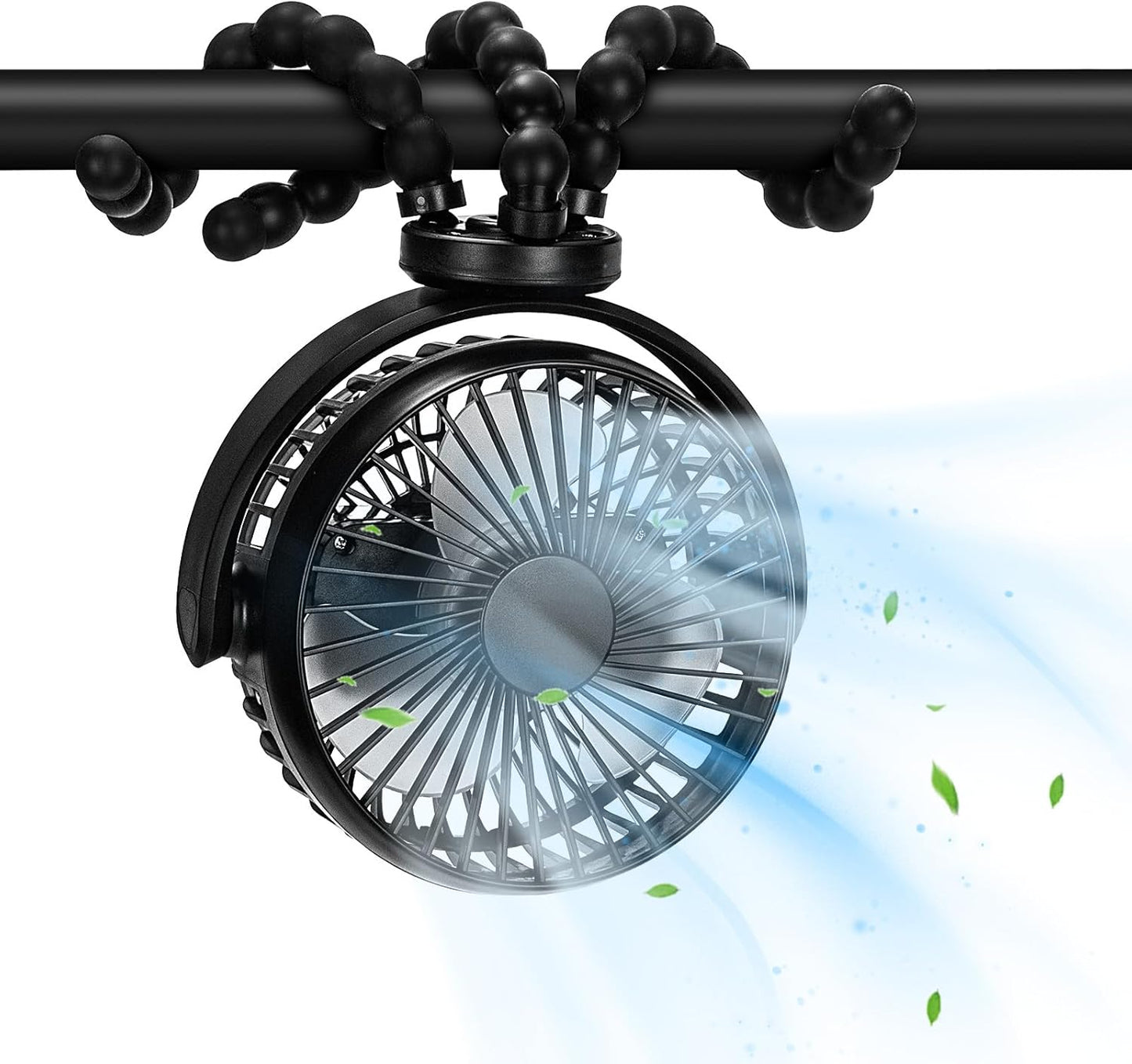 Baby Stroller Fan,20H Work Time Buggy Battery Powered Clip on Fan with Flexible Tripod .