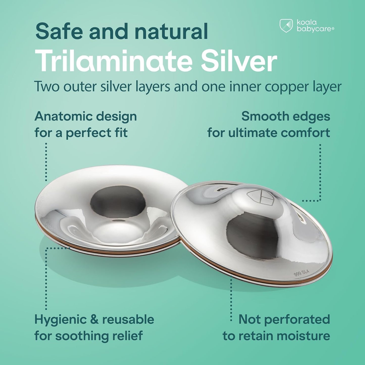 Koala Babycare Silver Nipple Shields - Silver Cups Breastfeeding for Nursing Newborn.