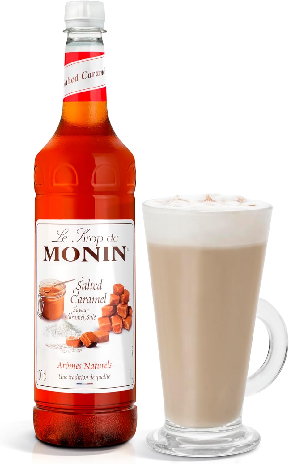 MONIN Premium Salted Caramel Syrup 1L for Coffee.