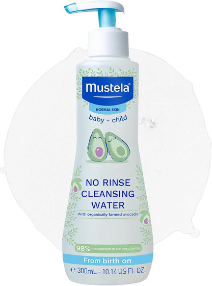 Mustela No Rinse Cleansing Water - Gentle Micellar Water for Baby's Delicate Skin - 98% Natural Ingredients - 300ml