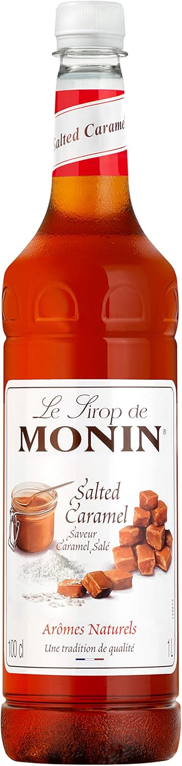 MONIN Premium Salted Caramel Syrup 1L for Coffee.