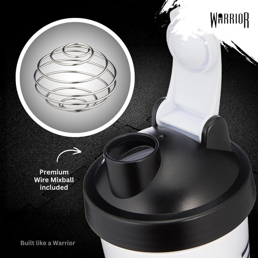 Warrior Protein Shaker Bottle, 600ml with Wire Mixball Blender.